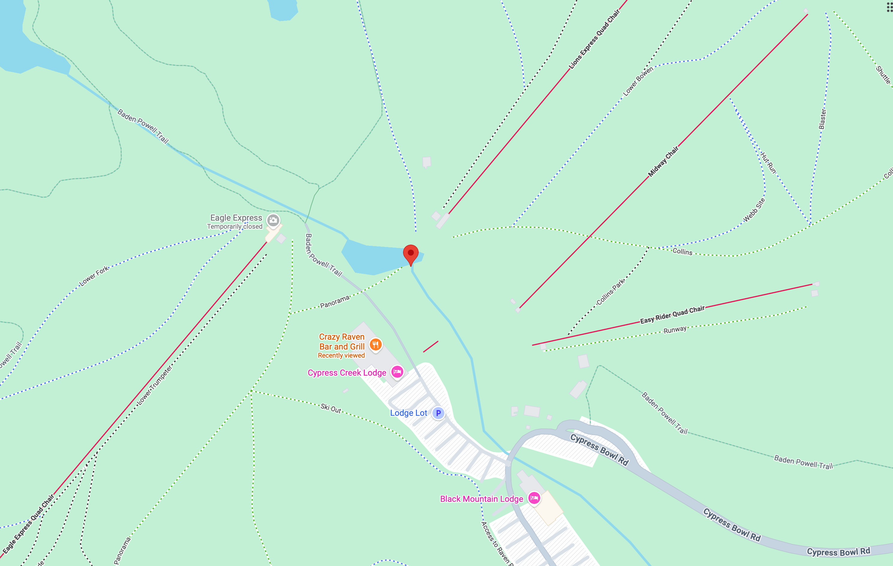 Coordinates `49.396840, -123.204116`, located 20 metres from Cypress Mountain Resort, in West Vancouver, BC, Canada.